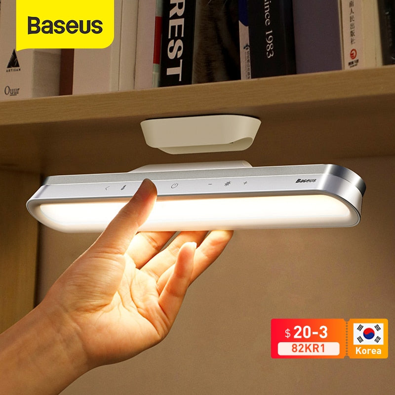 Baseus Desk Lamp Hanging Magnetic LED Table Lamp Chargeable Stepless Dimming Cabinet Light Night Light For Closet Wardrobe Lamp
